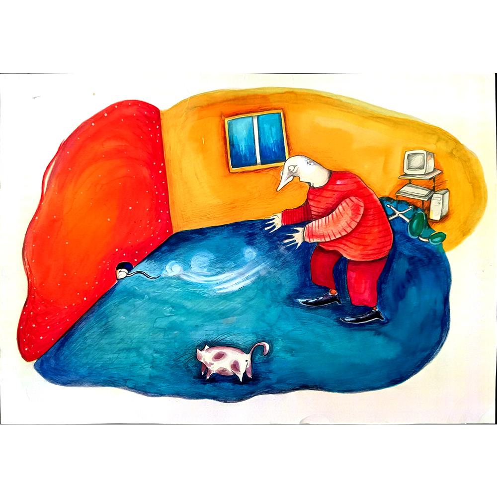 Malgorzata Gnys Wysocka 43x30cm Orijinal Karikatür BOD02619