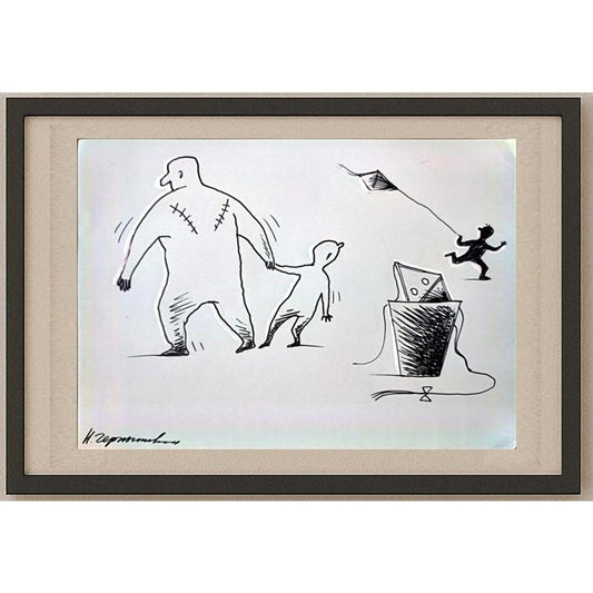 Chernyskev Nickolay 29x21cm Orijinal Karikatür BOD02650