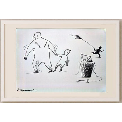 Chernyskev Nickolay 29x21cm Orijinal Karikatür BOD02650
