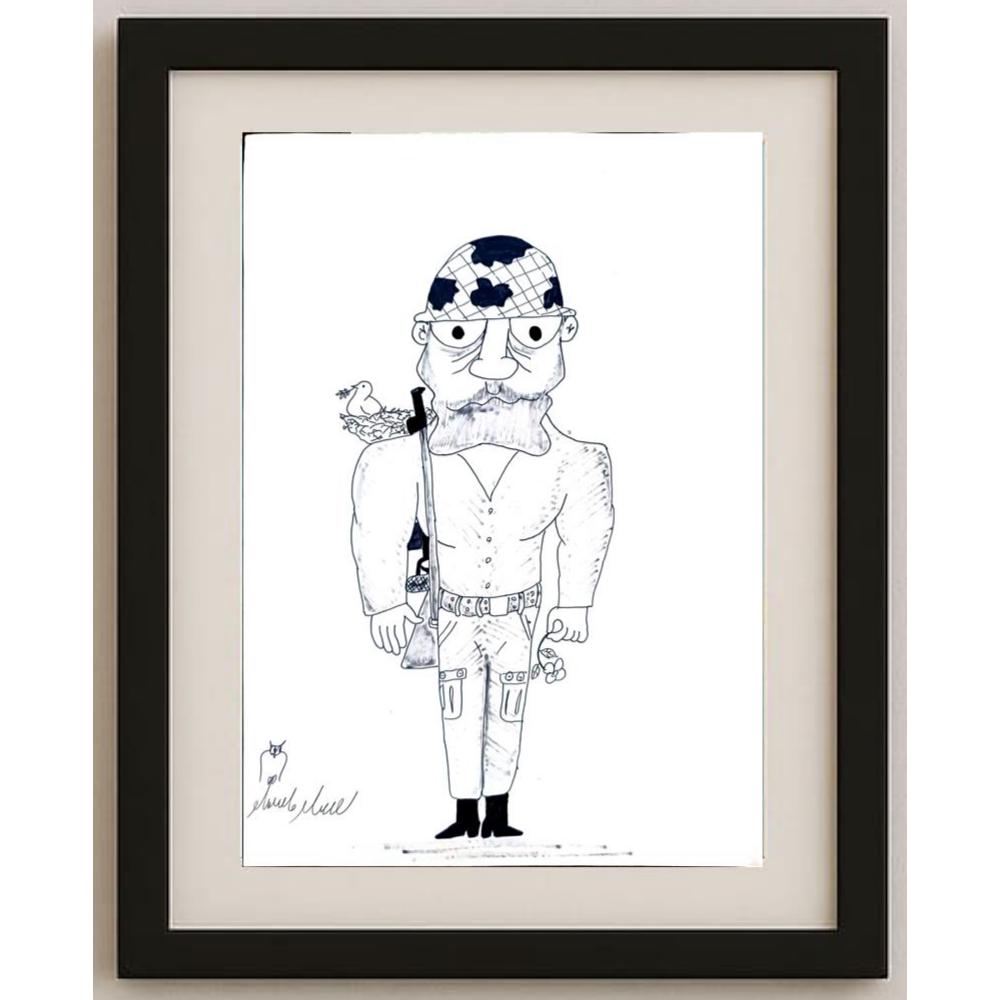 Ali Afshar Ghasemlo 32x22cm Orijinal Karikatür BOD02714