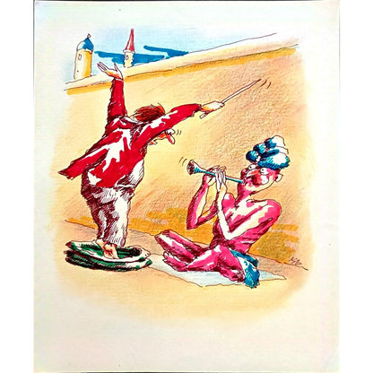 Serik Kulmeshkenov 22x18cm Orijinal Karikatür BOD02729