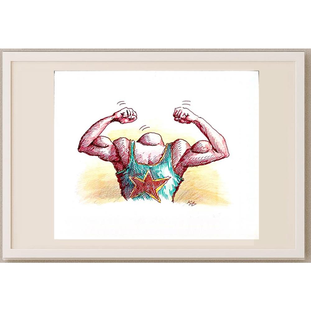 Serik Kulmeshkenov 22x18cm Orijinal Karikatür BOD02730