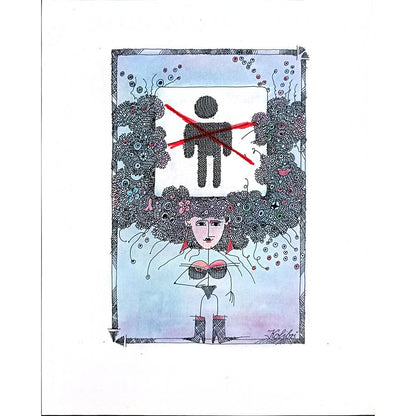 Kolibri Bei Blattman 23x18cm Orijinal Karikatür BOD02766