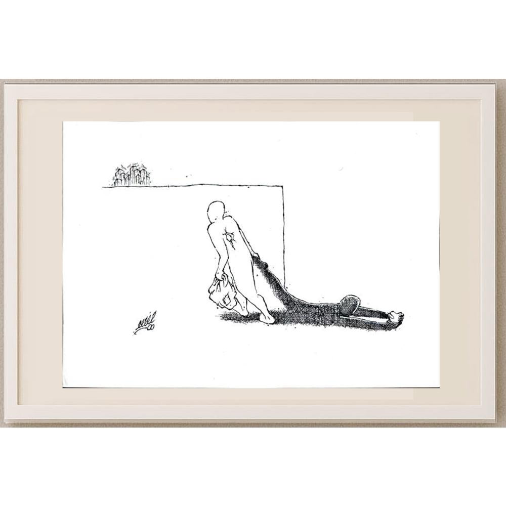 Unknown 25x21cm Orijinal Karikatür BOD02783