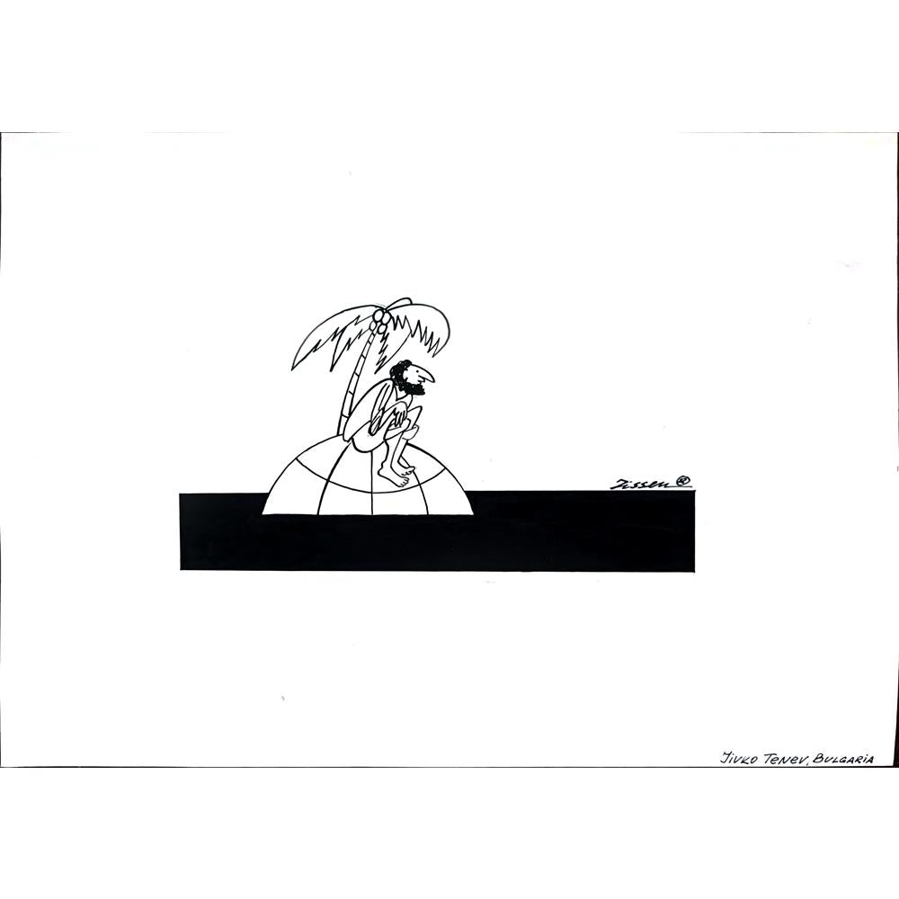 Jivko Tenev 29x21cm Orijinal Karikatür BOD02809