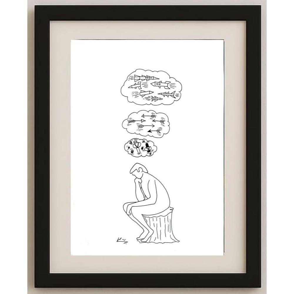 Unknown 29x21cm Orijinal Karikatür BOD02858