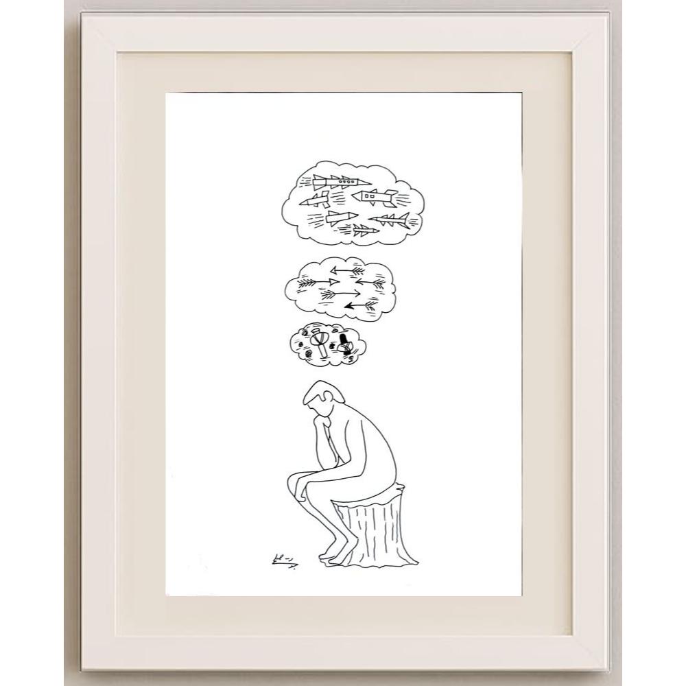 Unknown 29x21cm Orijinal Karikatür BOD02858