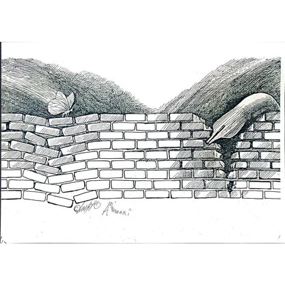 Ali Divandari 29x21cm Orijinal Karikatür BOD02860