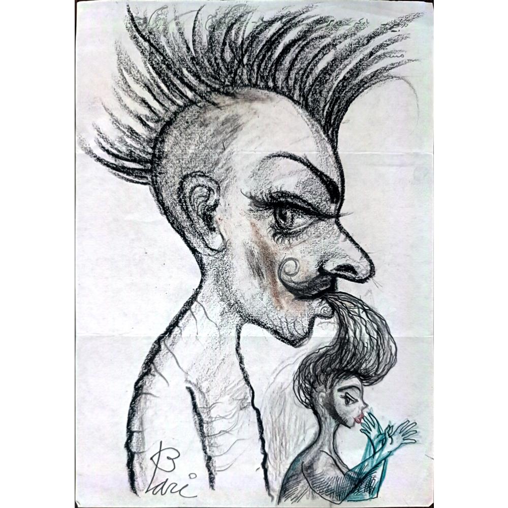 Pari Mohammad Nabi 29x21cm Orijinal Karikatür BOD02872
