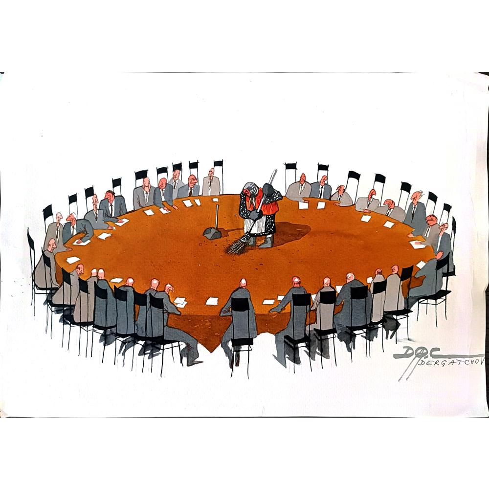 Oleg Dergatchov 43x30cm Orijinal Karikatür BOD02874