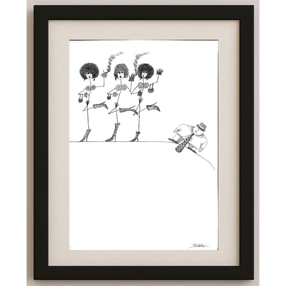 Kolibri Bei Blattman 43x30cm Orijinal Karikatür BOD02897