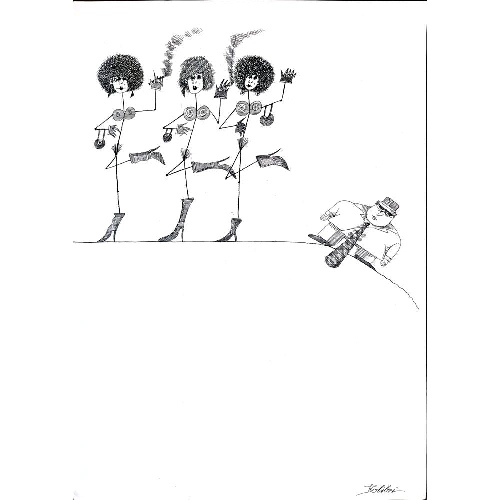 Kolibri Bei Blattman 43x30cm Orijinal Karikatür BOD02897