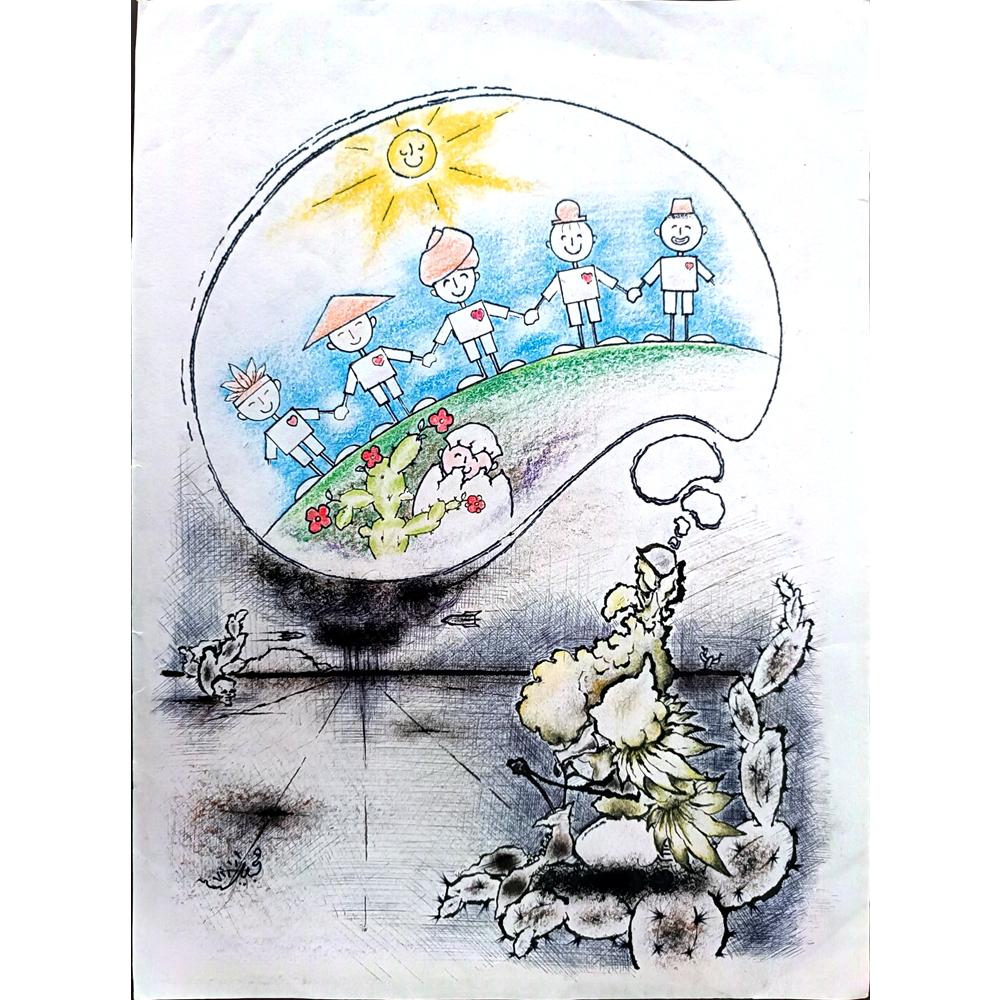 Unknown 35x25cm Orijinal Karikatür BOD02913