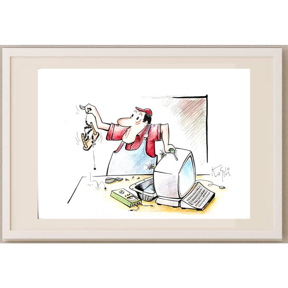 Krunoslav Sili 29x21cm Orijinal Karikatür BOD02935