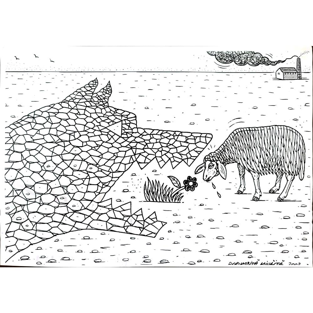 Mihaita Porumbita 29x21cm Orijinal Karikatür BOD02964