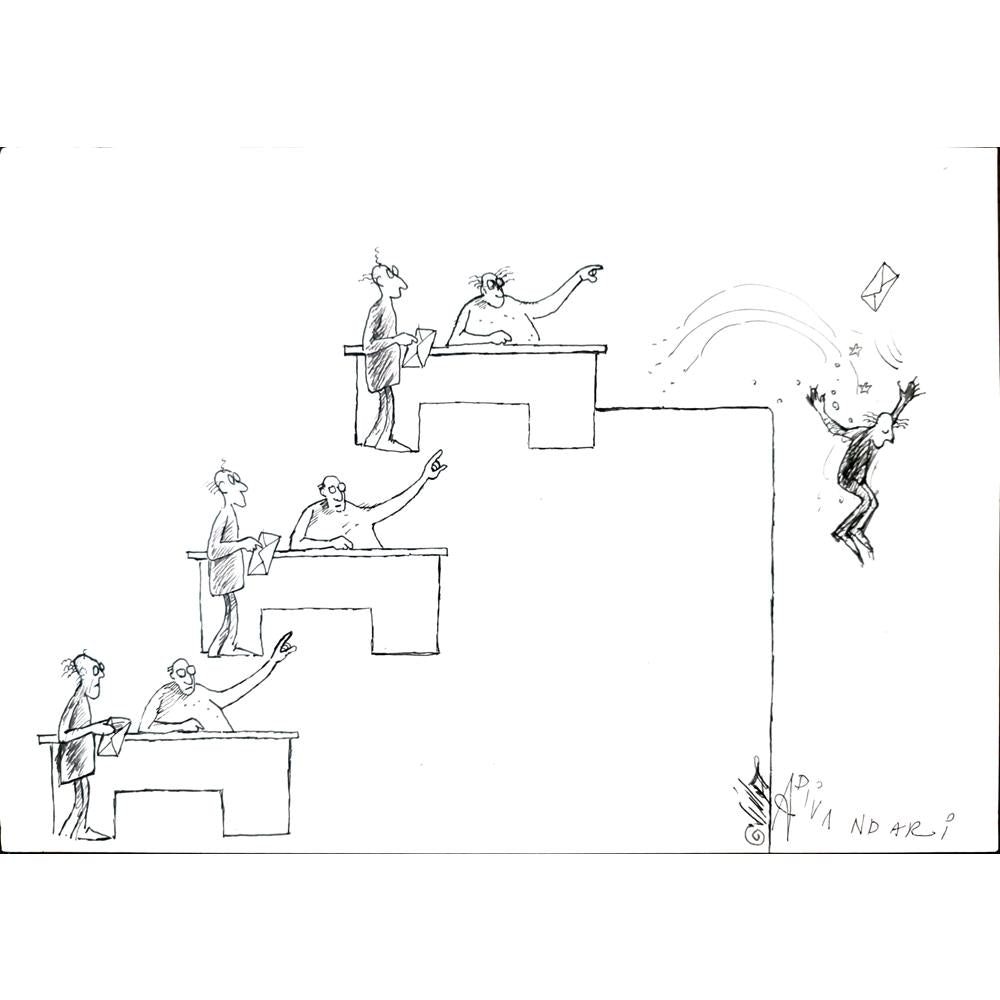 Ali Divandari 29x21cm Orijinal Karikatür BOD02981