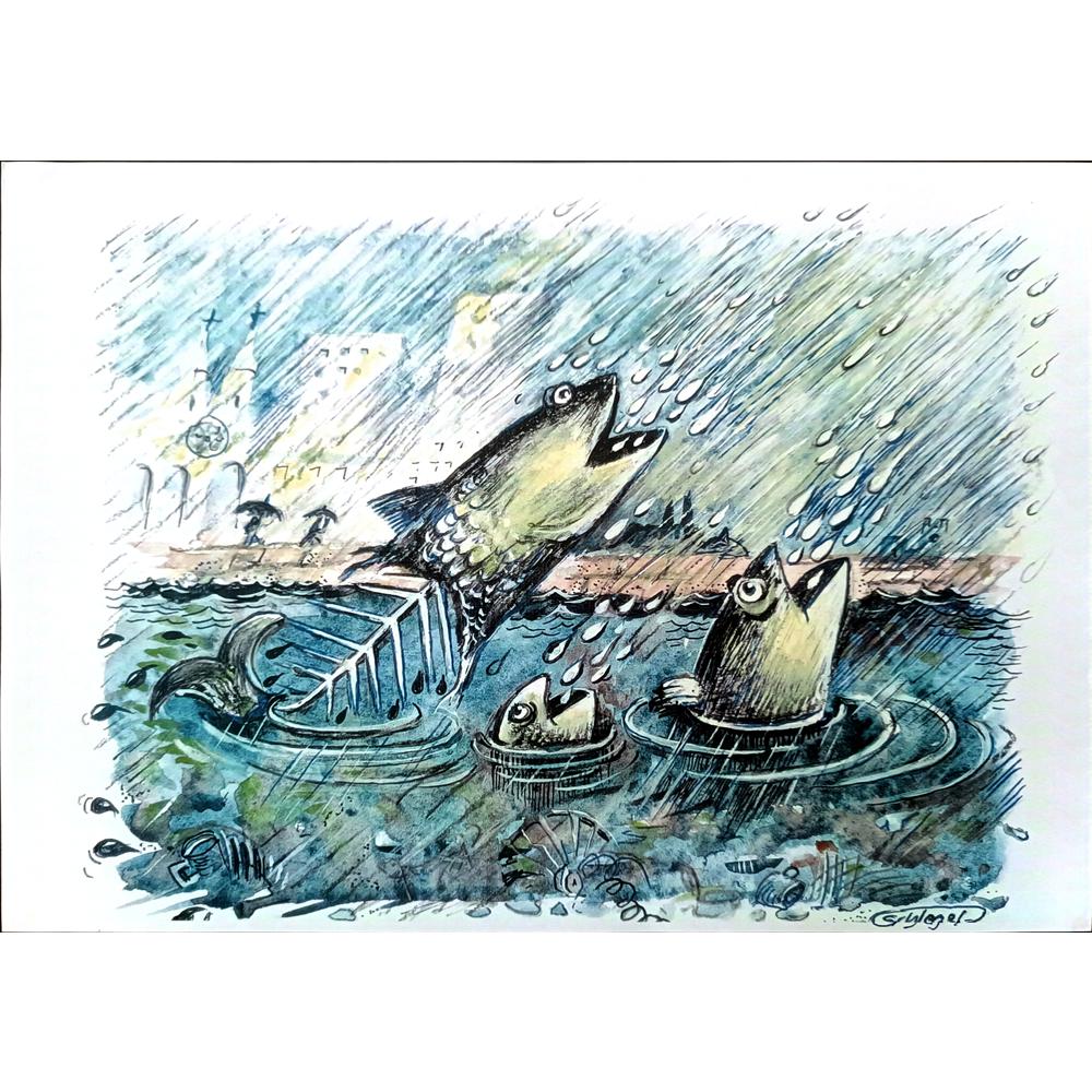Wolfgang Schlegel 29x21cm Orijinal Karikatür BOD03025