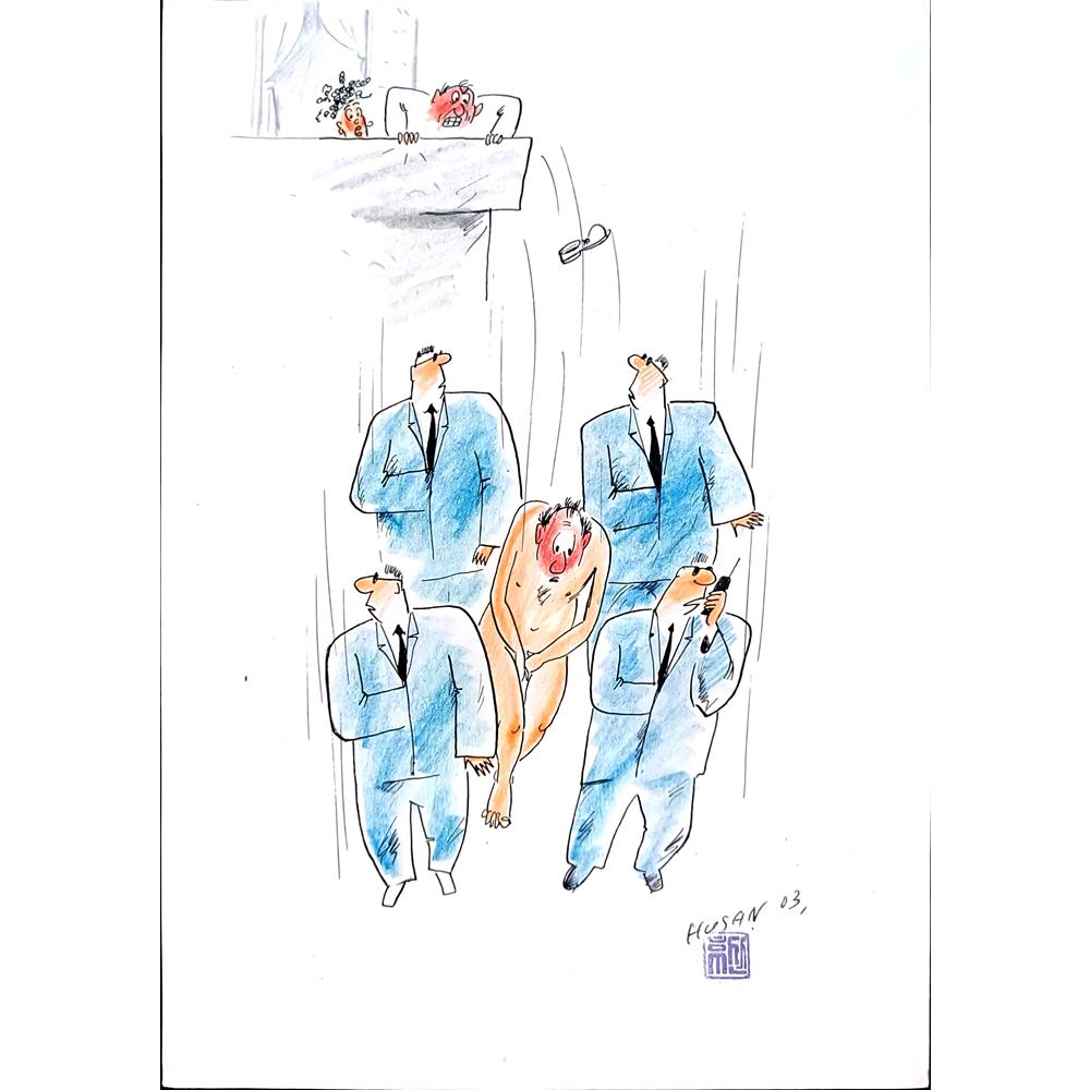 Husan Sodiqov 29x21cm Orijinal Karikatür BOD03042