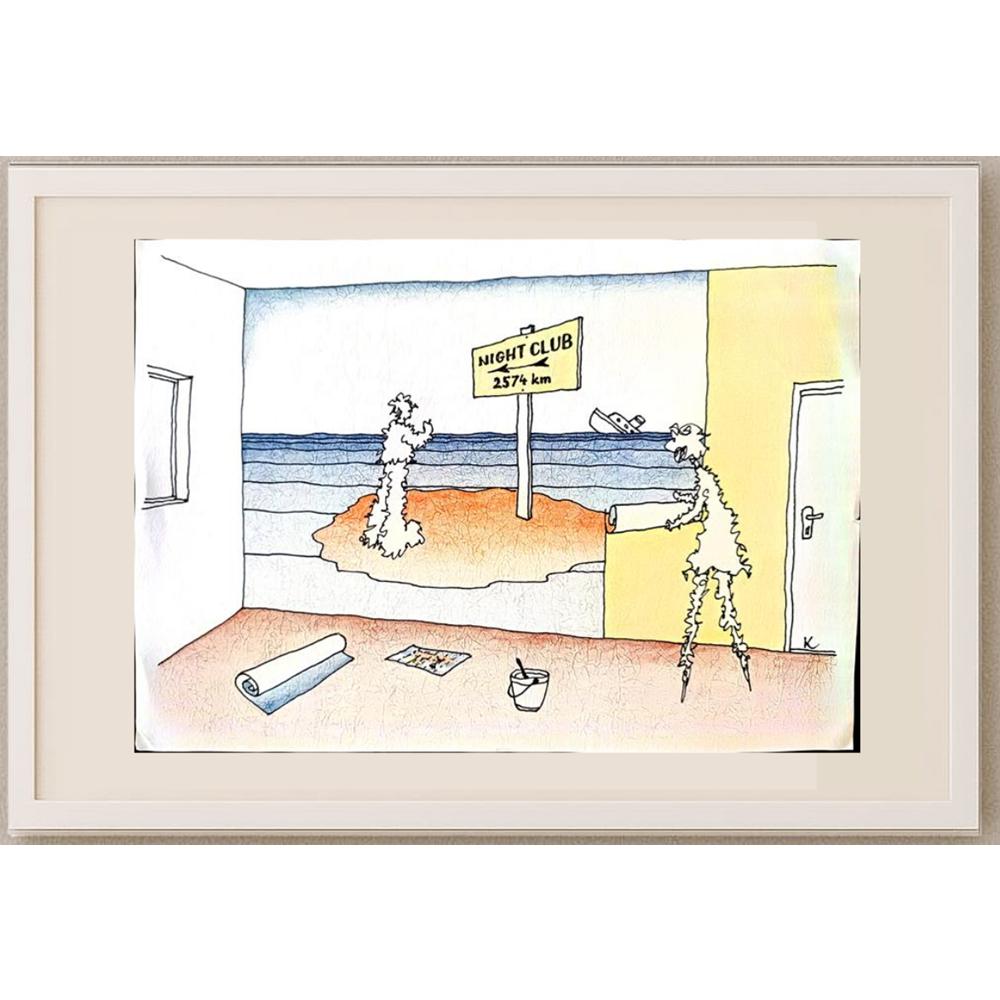 Miloslav Kral Cesky 35x25cm Orijinal Karikatür BOD03057