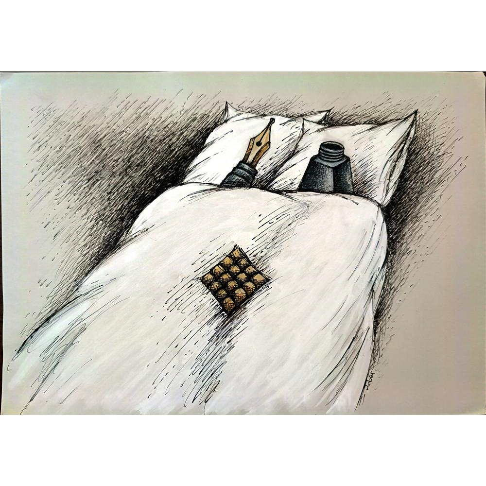 Vladimiras Beresniovas 29x21cm Orijinal Karikatür BOD03090