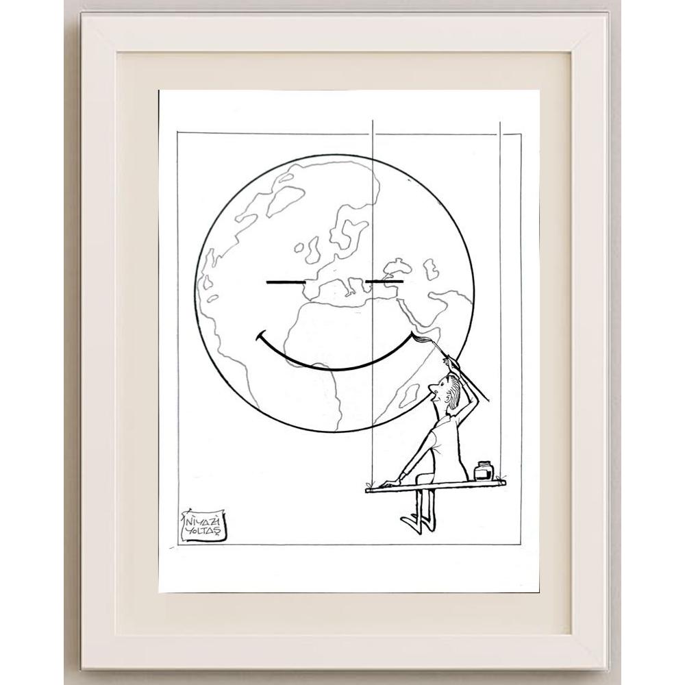 Niyazi Yoltaş 29x21cm Orijinal Karikatür BOD03091