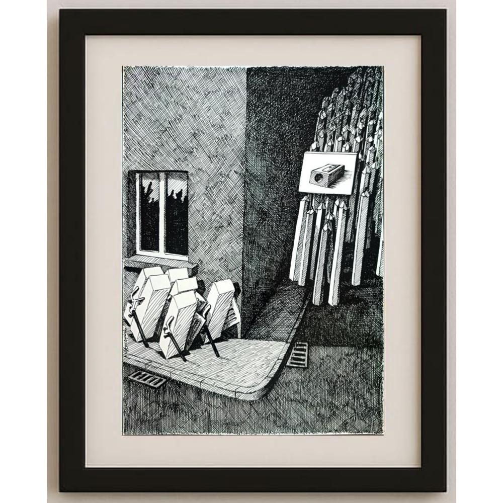 Slawomir Luczynski 29x21cm Orijinal Karikatür BOD03097