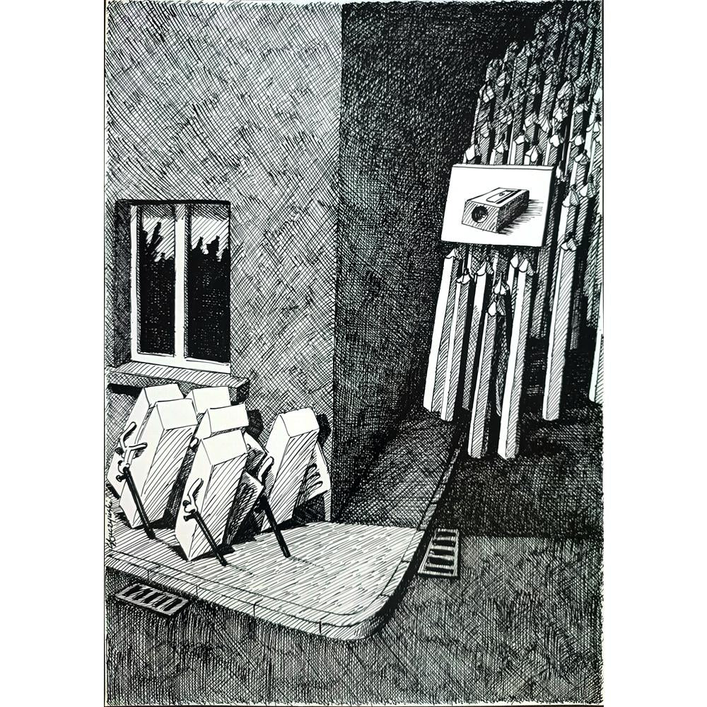 Slawomir Luczynski 29x21cm Orijinal Karikatür BOD03097