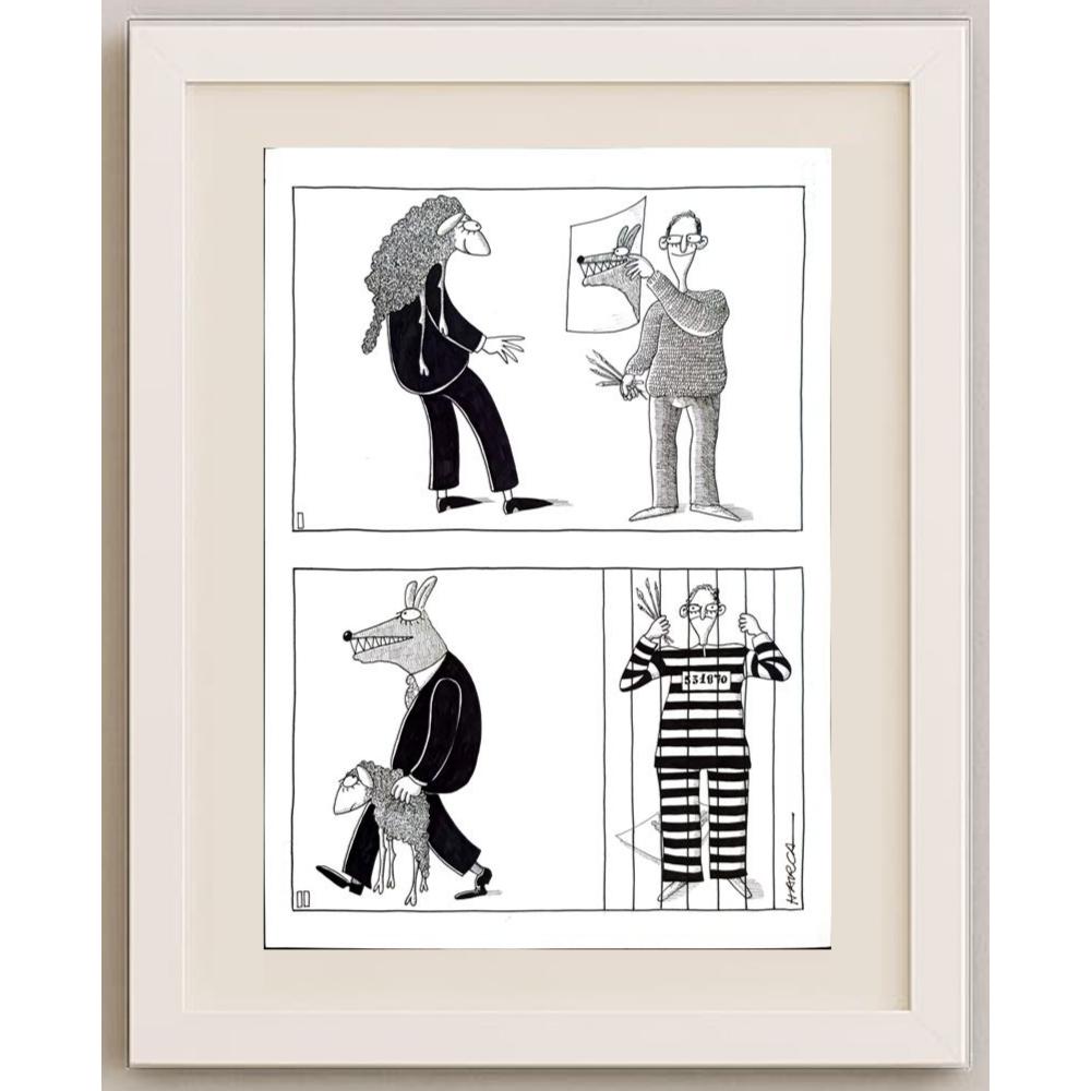 Juli Sanchis Aguado 43x30cm Orijinal Karikatür BOD03115