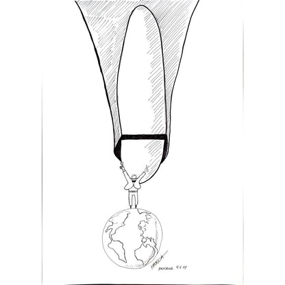 Juli Sanchis Aguado 50x35cm Orijinal Karikatür BOD03147