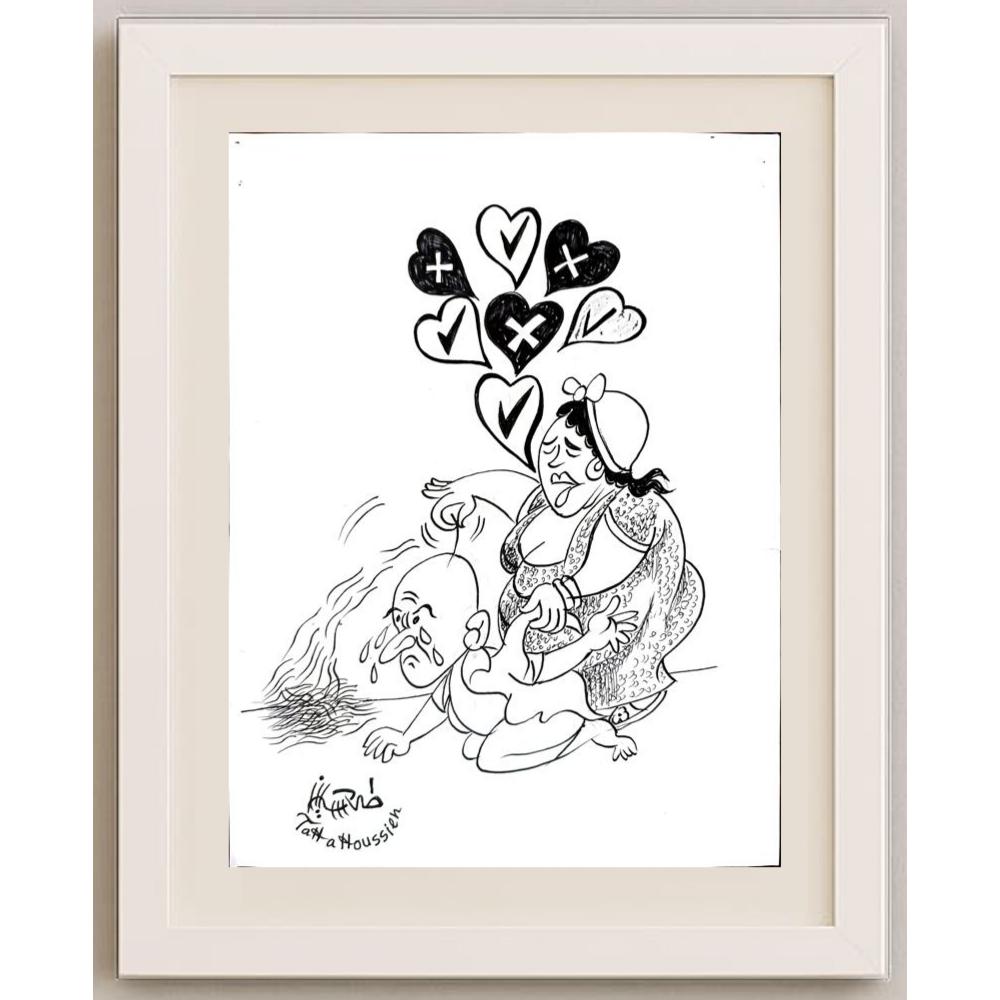 Taha Moussien 29x21cm Orijinal Karikatür BOD03154