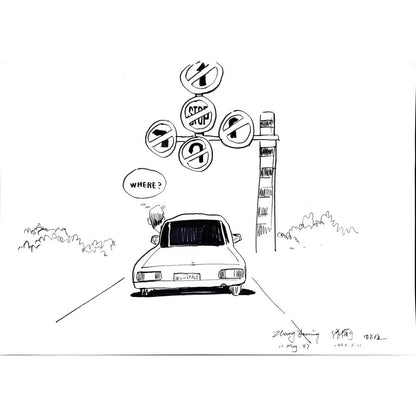 Zhang Daoning 43x30cm Orijinal Karikatür BOD03178