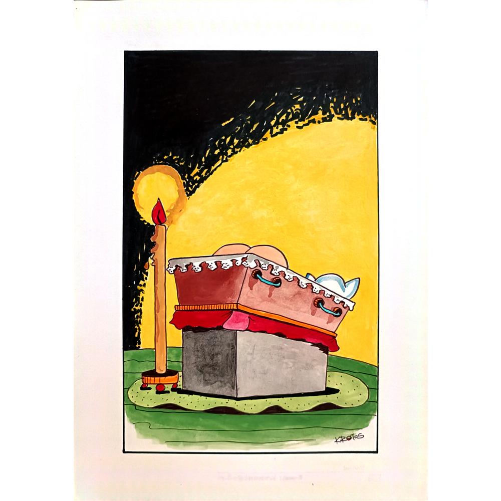 Tadeusz Krotos 29x21cm Orijinal Karikatür BOD03199
