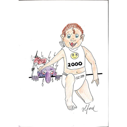 Vosters Richard Francis 29x21cm Orijinal Karikatür BOD03212