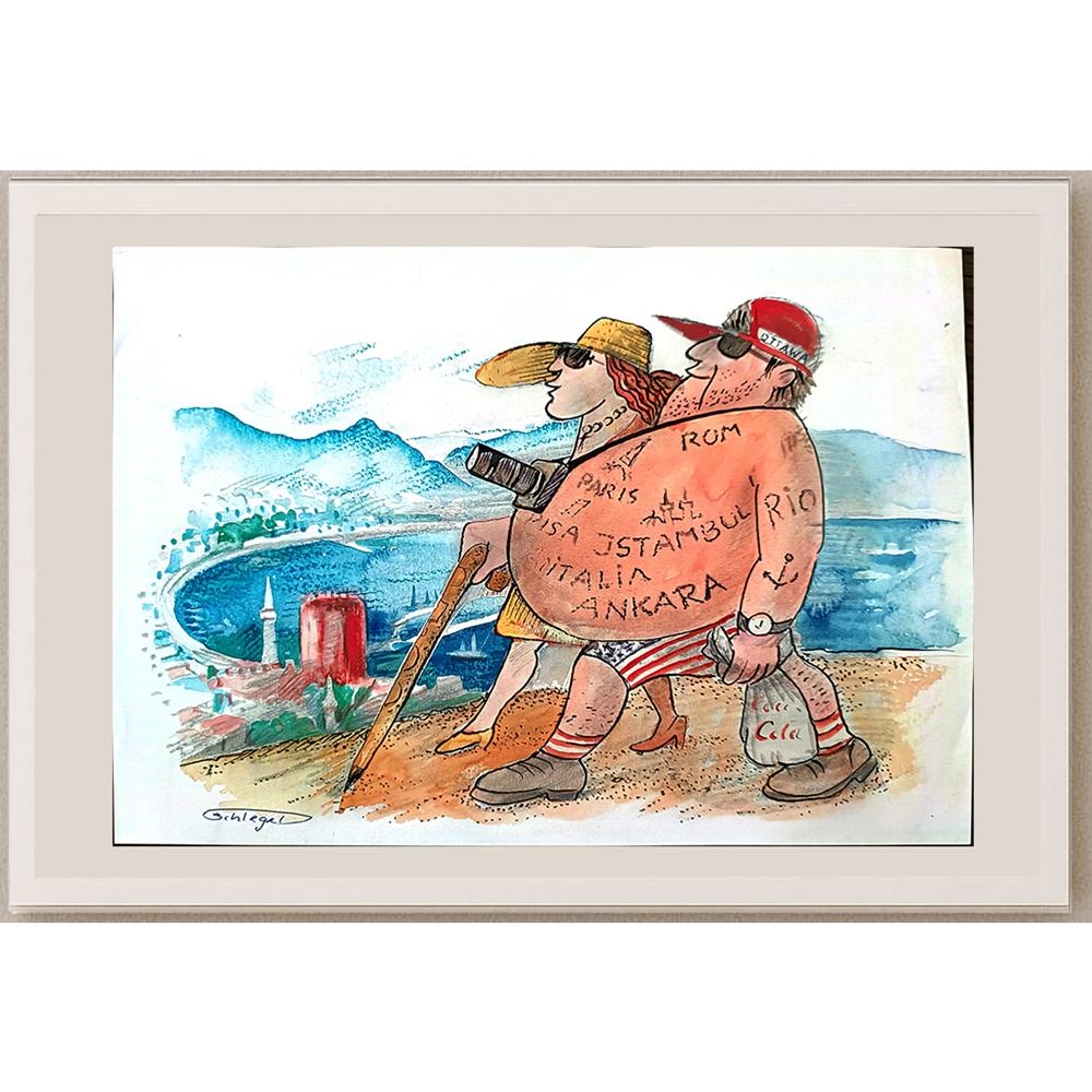 Wolfgang Schlegel 29x21cm Orijinal Karikatür BOD03244