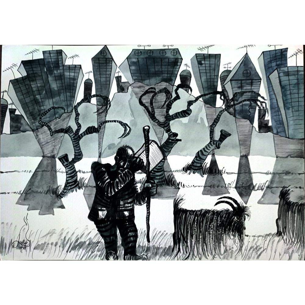 Asmail Bydavelay 29x21cm Orijinal Karikatür BOD03286