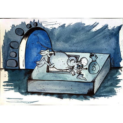 Alham Hosinzadeh 21x16cm Orijinal Karikatür BOD03288