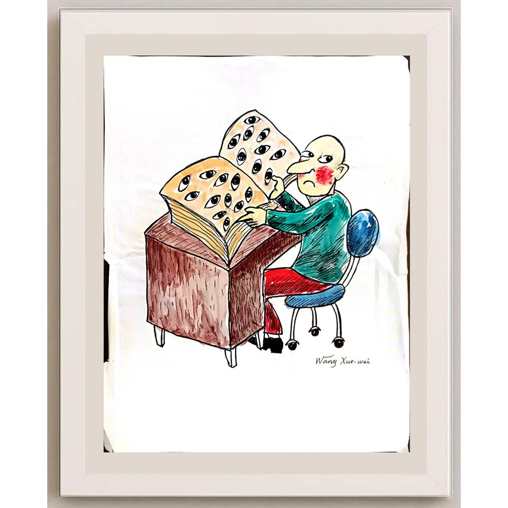 Wang Xue Wei 35x25cm Orijinal Karikatür BOD03293