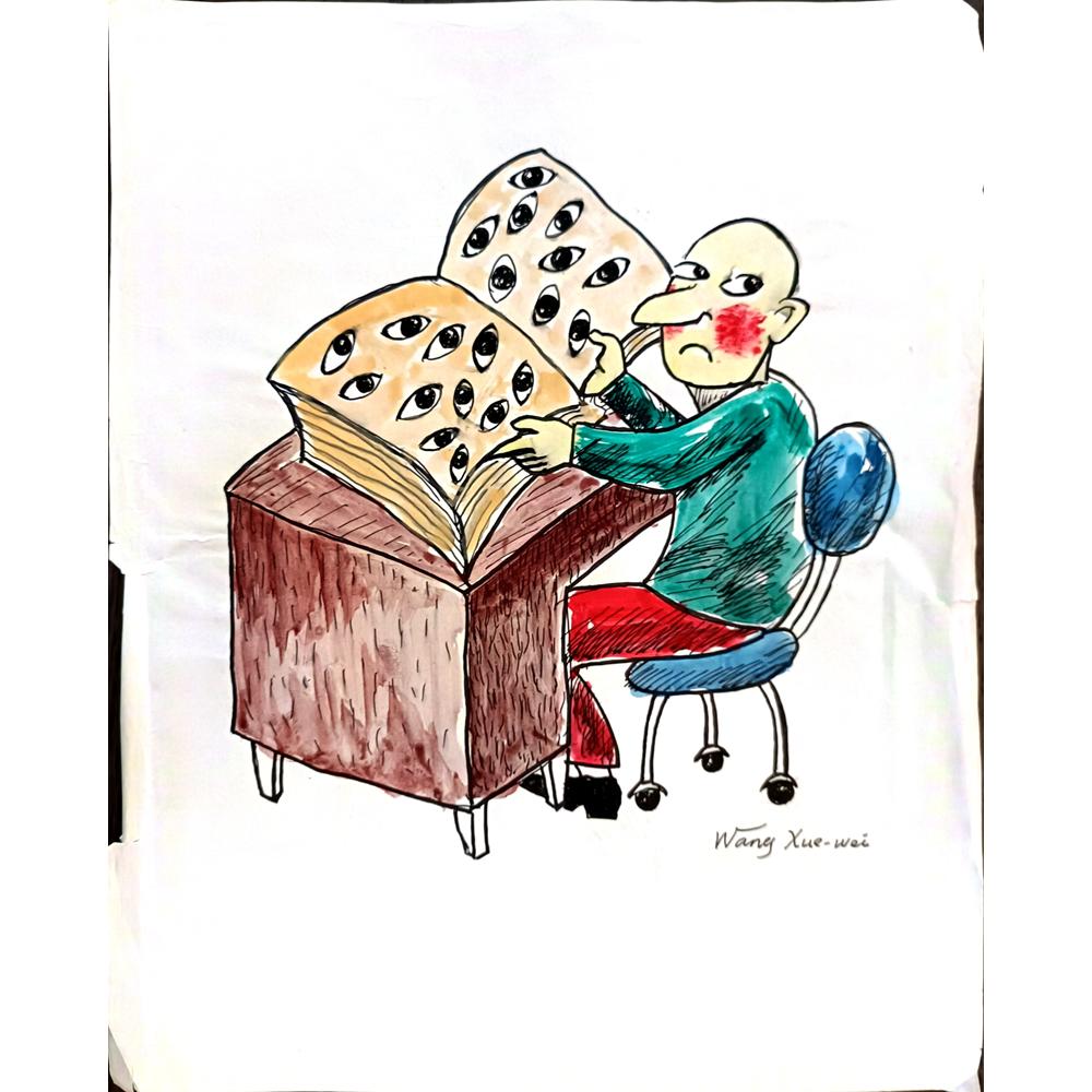 Wang Xue Wei 35x25cm Orijinal Karikatür BOD03293