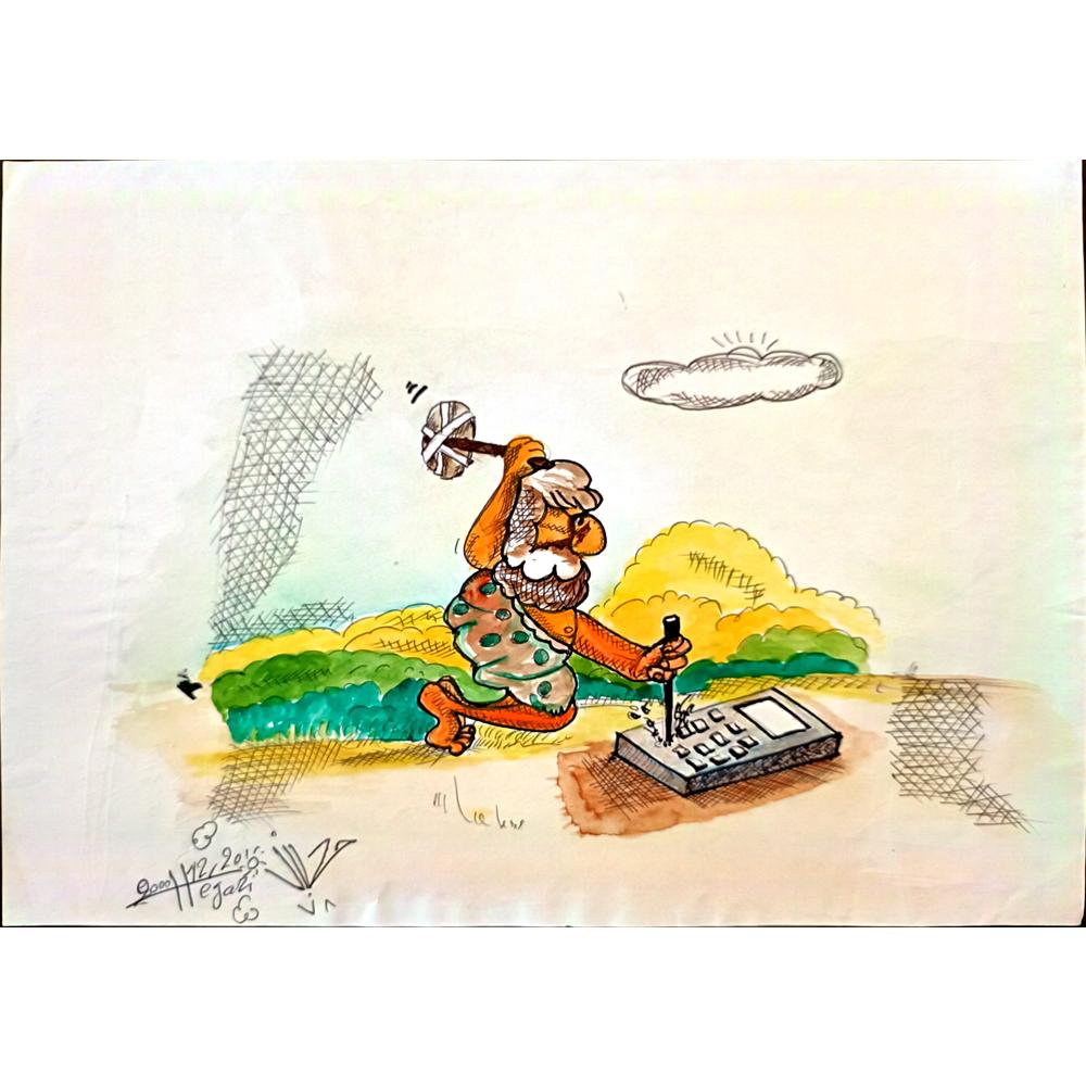 Seyyeh Hassan Hejazi 29x21cm Orijinal Karikatür BOD03331