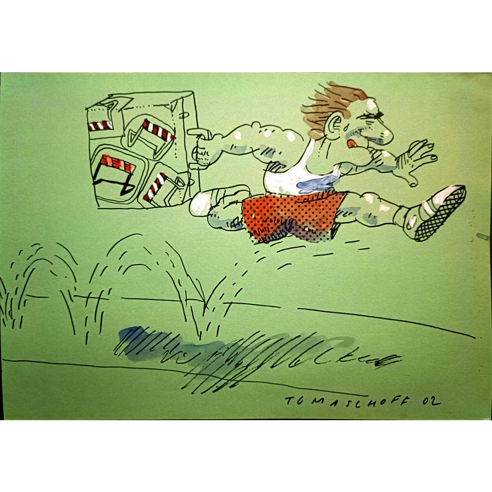 Jan Tomaschoff 29x21cm Orijinal Karikatür BOD03369