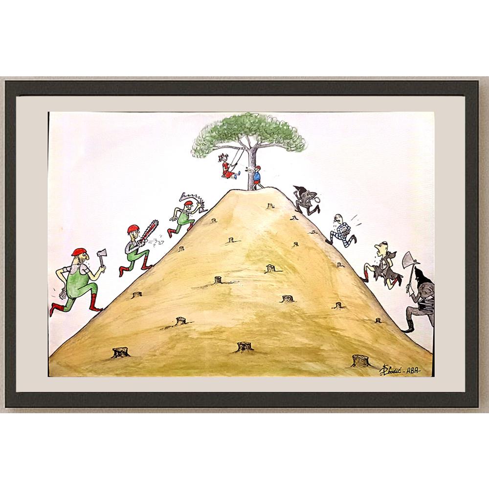 Predrag Abadic 29x21cm Orijinal Karikatür BOD03387