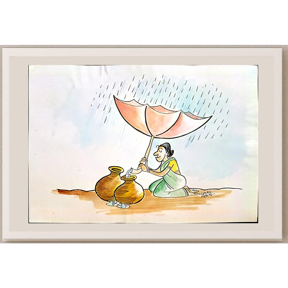 Shyam Mohan 29x21cm Orijinal Karikatür BOD03400