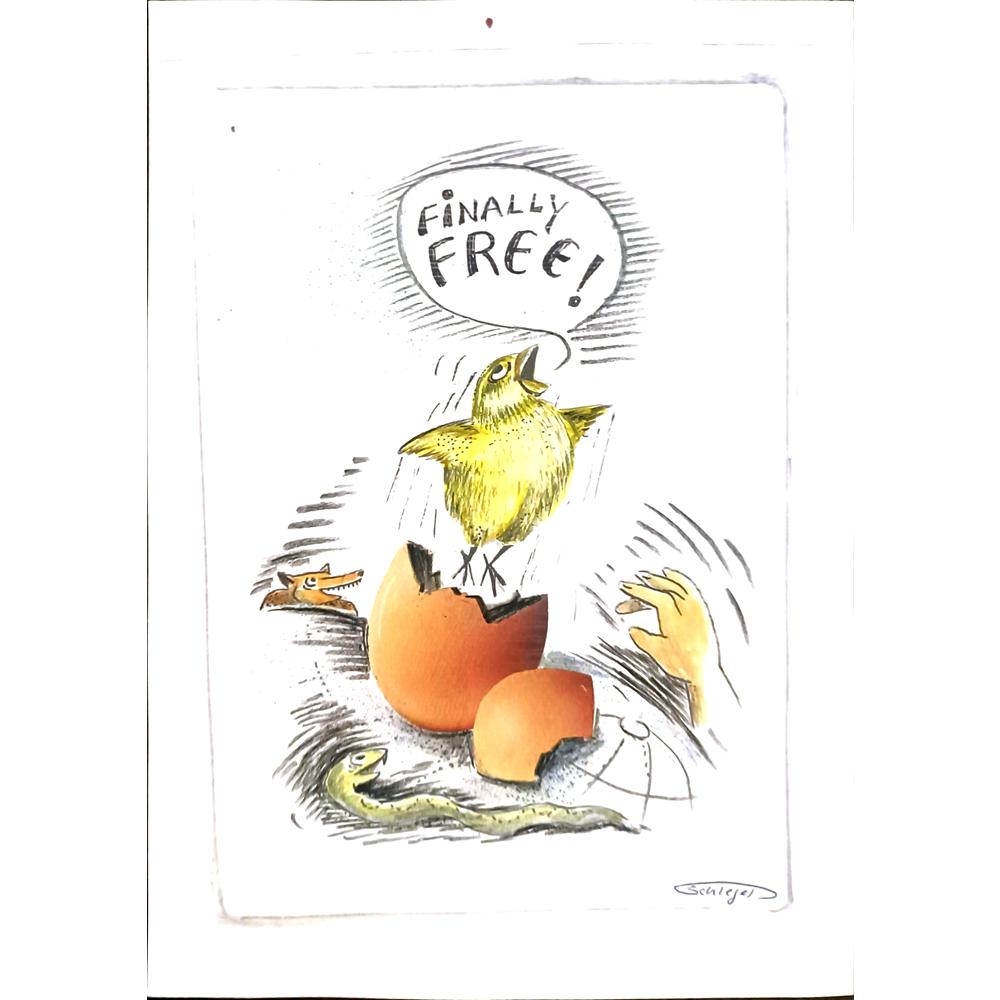 Wolfgang Schlegel 29x21cm Orijinal Karikatür BOD03415
