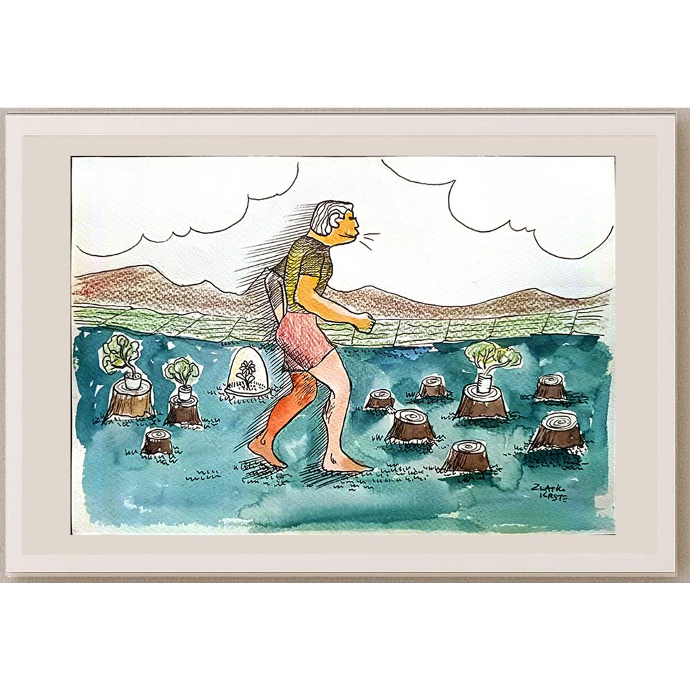 Zlatko Krstevski 29x21cm Orijinal Karikatür BOD03491