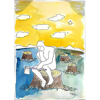 Zlatko Krstevski 29x21cm Orijinal Karikatür BOD03494