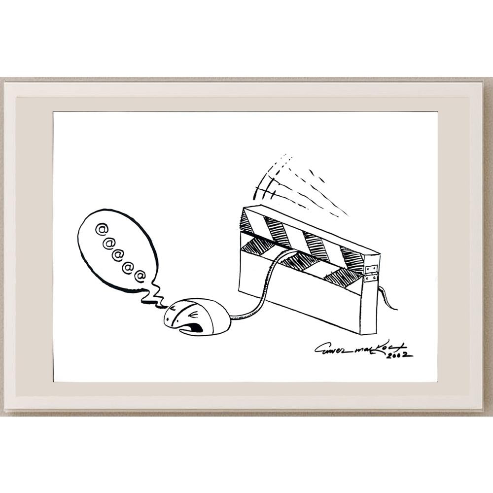 Enver Malkoç 50x35cm Orijinal Karikatür BOD03534
