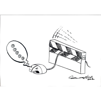 Enver Malkoç 50x35cm Orijinal Karikatür BOD03534