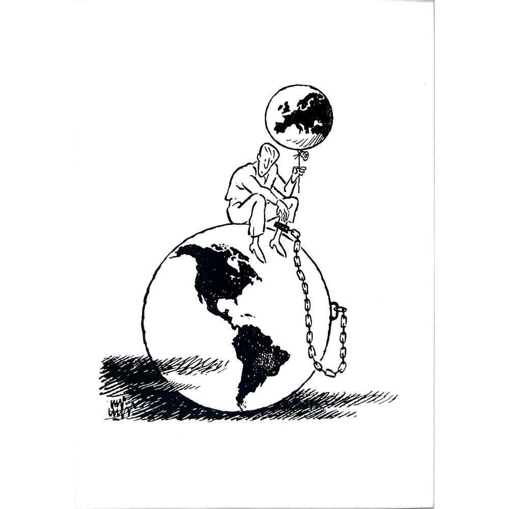Ali Ulvi Ersoy 29x21cm Orijinal Karikatür BOD03588