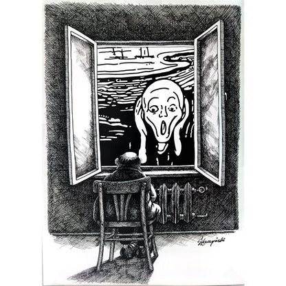 Slawomir Luczynski 29x21cm Orijinal Karikatür BOD03590