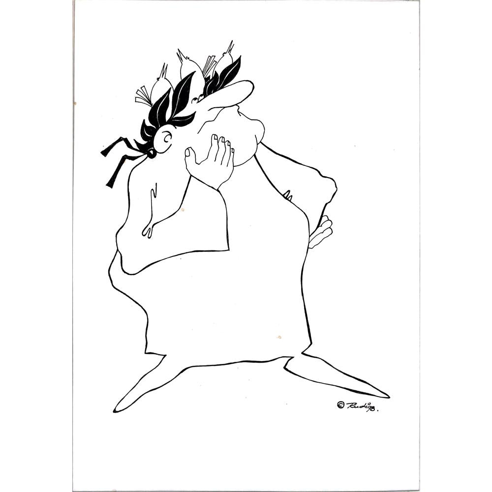 Rudi Schmückle 29x21cm Orijinal Karikatür BOD03597